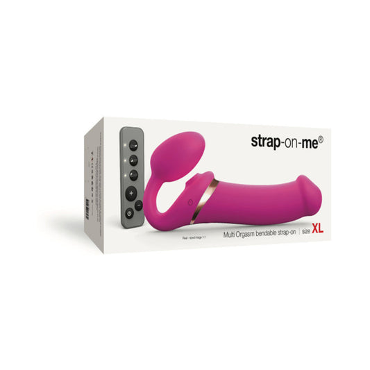 STRAP-ON-ME RECHARGEABLE REMOTE-CONTROLLED MULTI ORGASM BENDABLE STRAPLESS STRAP-ON FUCHSIA XLARGE
