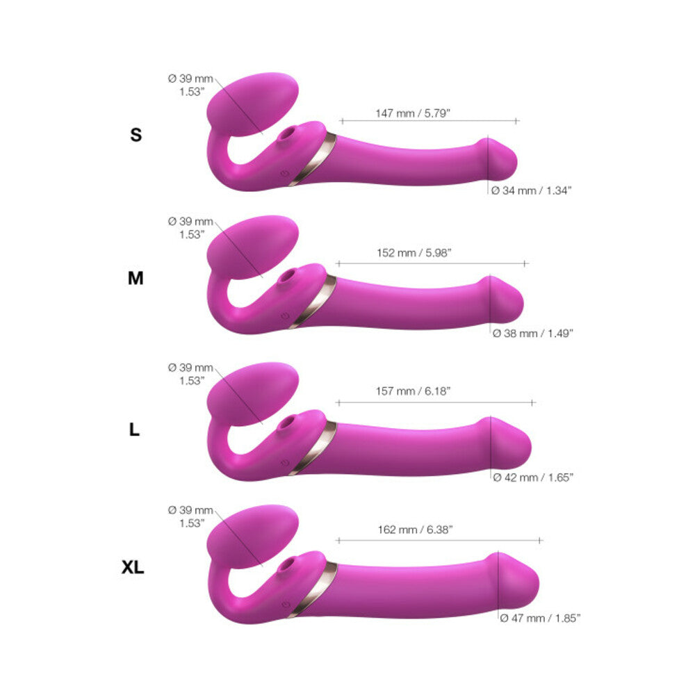 LOVELY PLANET - STRAP-ON-ME RECHARGEABLE REMOTE-CONTROLLED MULTI ORGASM BENDABLE STRAPLESS STRAP-ON FUCHSIA XLARGE