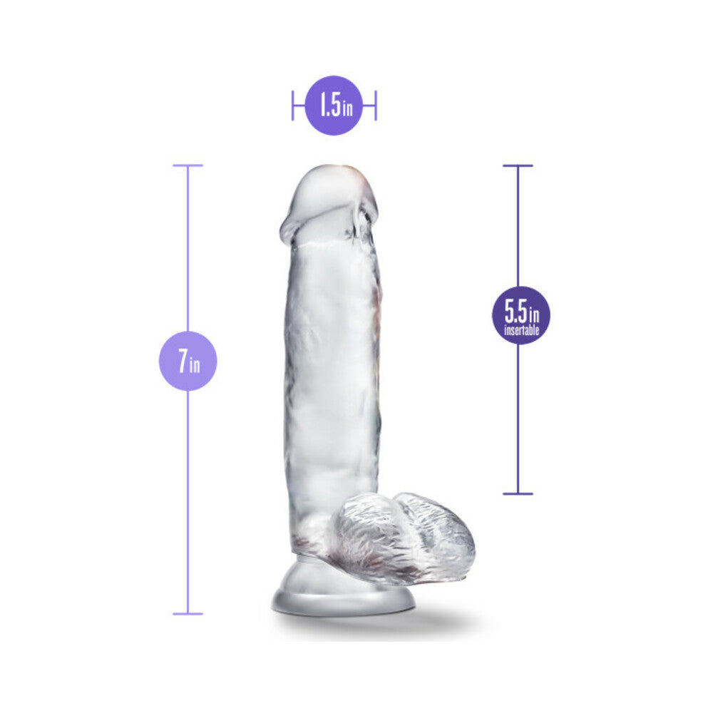 COLORETE - DILDO B YOURS DIAMOND GLEAM DE 7 PULGADAS CON TESTÍCULOS TRANSPARENTES