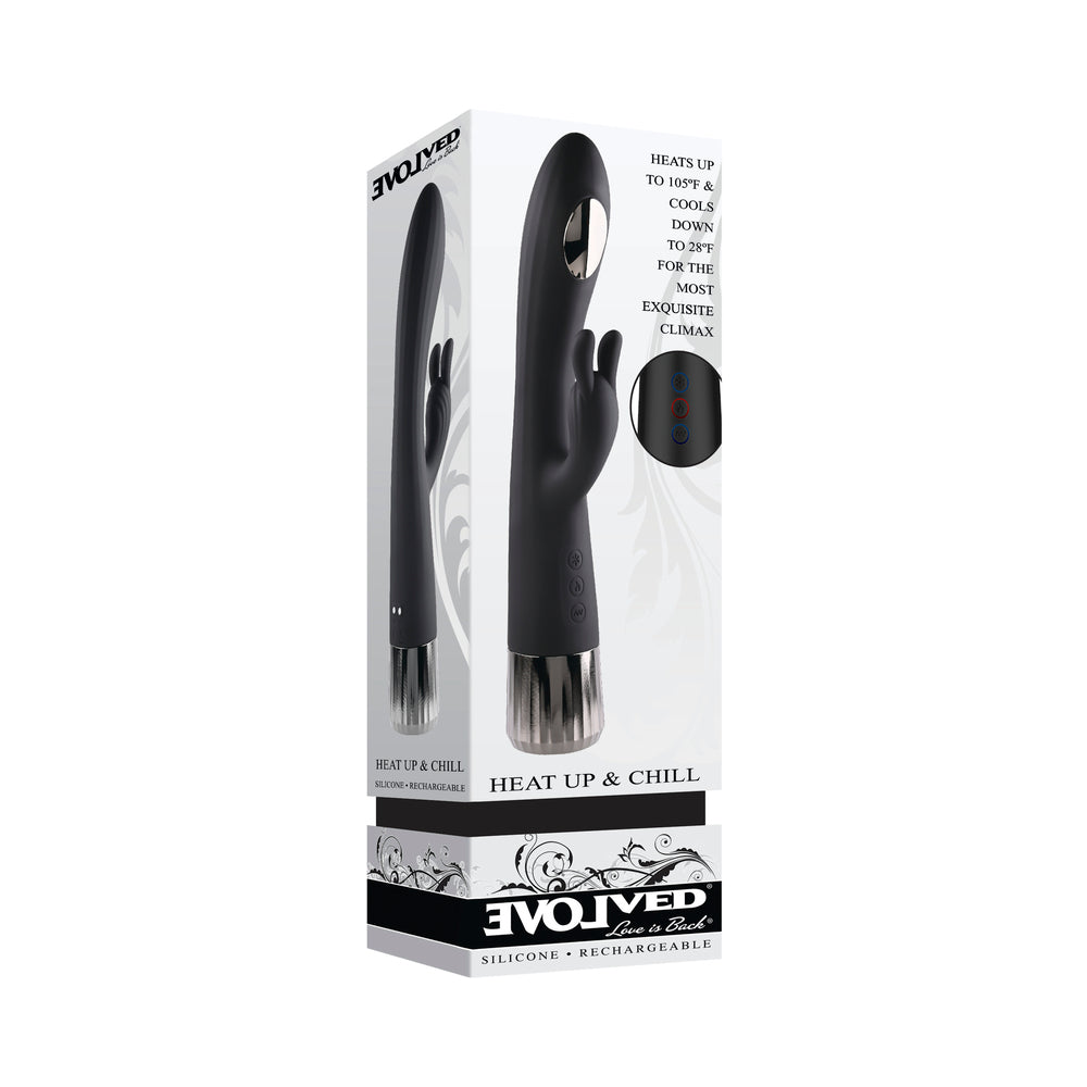 EVOLVED HEAT UP & CHILL RECHARGEABLE HEATING/COOLING SILICONE RABBIT VIBRATOR BLACK