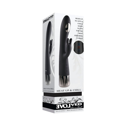 EVOLVED HEAT UP & CHILL RECHARGEABLE HEATING/COOLING SILICONE RABBIT VIBRATOR BLACK
