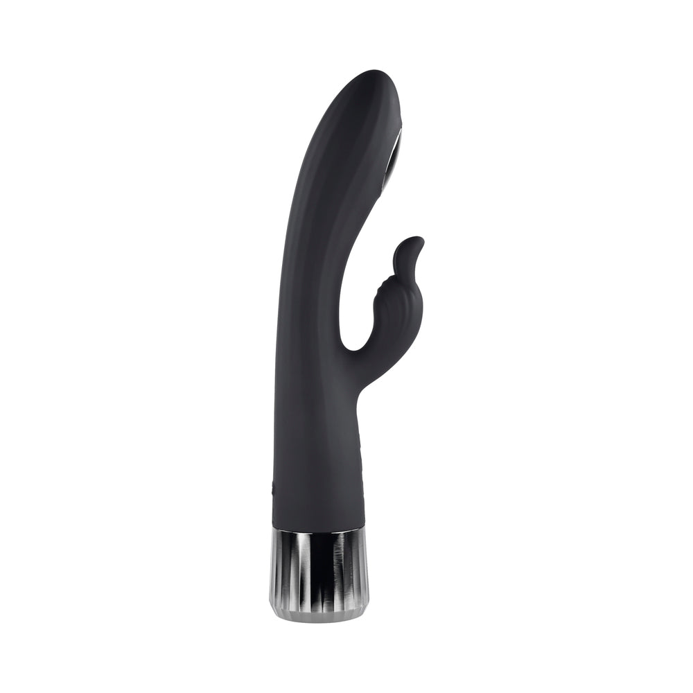 EVOLVED HEAT UP & CHILL RECHARGEABLE HEATING/COOLING SILICONE RABBIT VIBRATOR BLACK