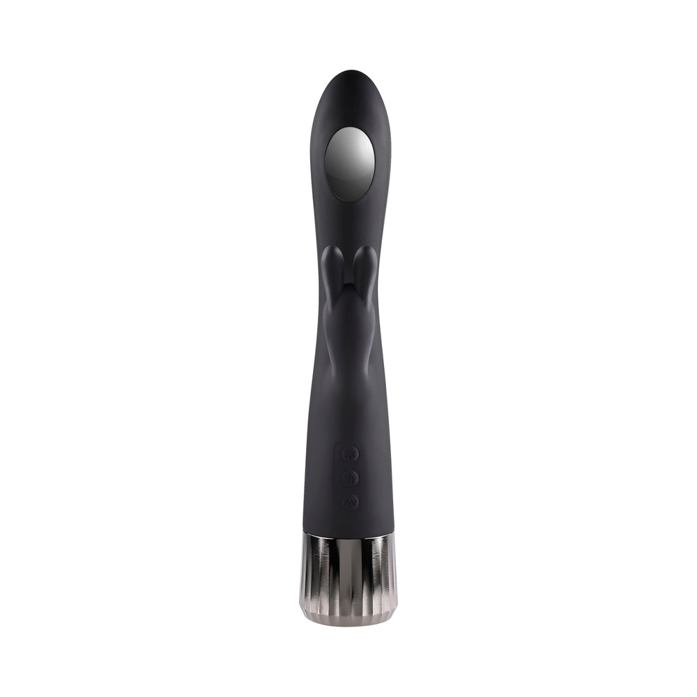 EVOLVED HEAT UP & CHILL RECHARGEABLE HEATING/COOLING SILICONE RABBIT VIBRATOR BLACK