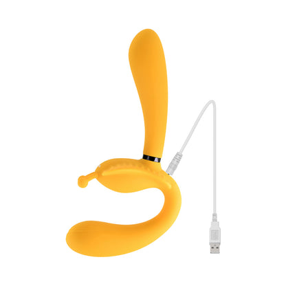 EVOLVED - MONARCH RECHARGEABLE SILICONE MULTIFUNCTION VIBRATING STRAPLESS STRAP-ON YELLOW