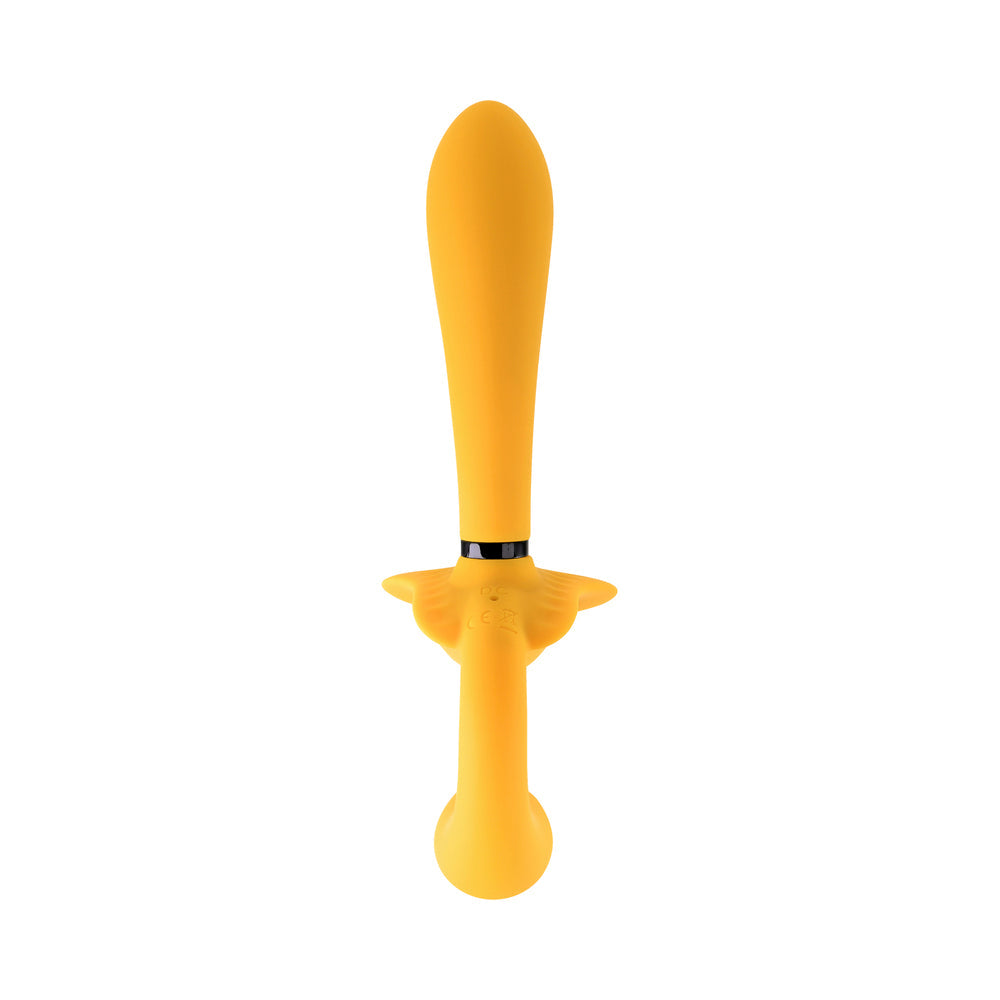 EVOLVED - MONARCH RECHARGEABLE SILICONE MULTIFUNCTION VIBRATING STRAPLESS STRAP-ON YELLOW