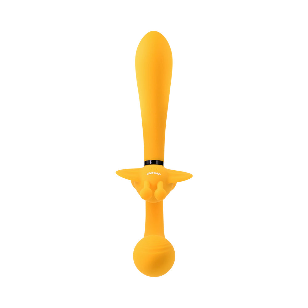 EVOLVED - MONARCH RECHARGEABLE SILICONE MULTIFUNCTION VIBRATING STRAPLESS STRAP-ON YELLOW