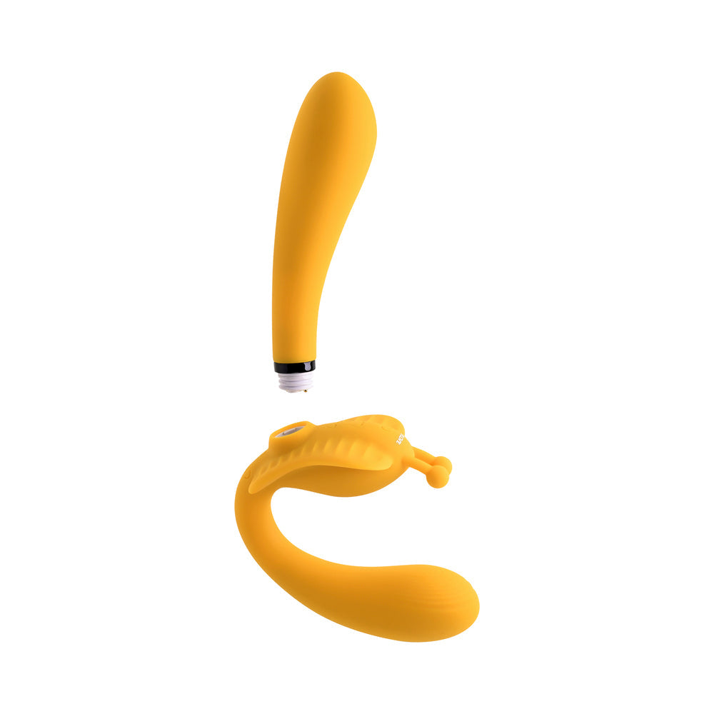 EVOLVED - MONARCH RECHARGEABLE SILICONE MULTIFUNCTION VIBRATING STRAPLESS STRAP-ON YELLOW