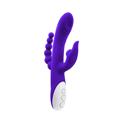 EVOLVED LICK ME RECHARGEABLE DUAL ENTRY TRIPLE STIMULATION SILICONE VIBRATOR PURPLE