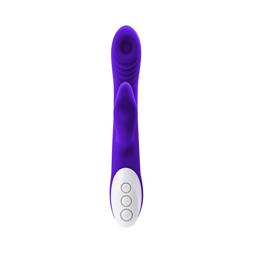 EVOLVED LICK ME RECHARGEABLE DUAL ENTRY TRIPLE STIMULATION SILICONE VIBRATOR PURPLE