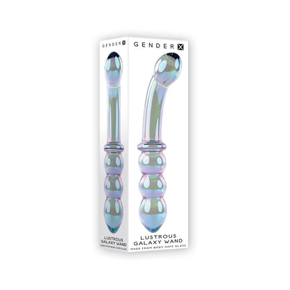 GENDER X LUSTROUS GALAXY WAND 7.3 IN. DUAL-ENDED GLASS DILDO MULTI-COLOR