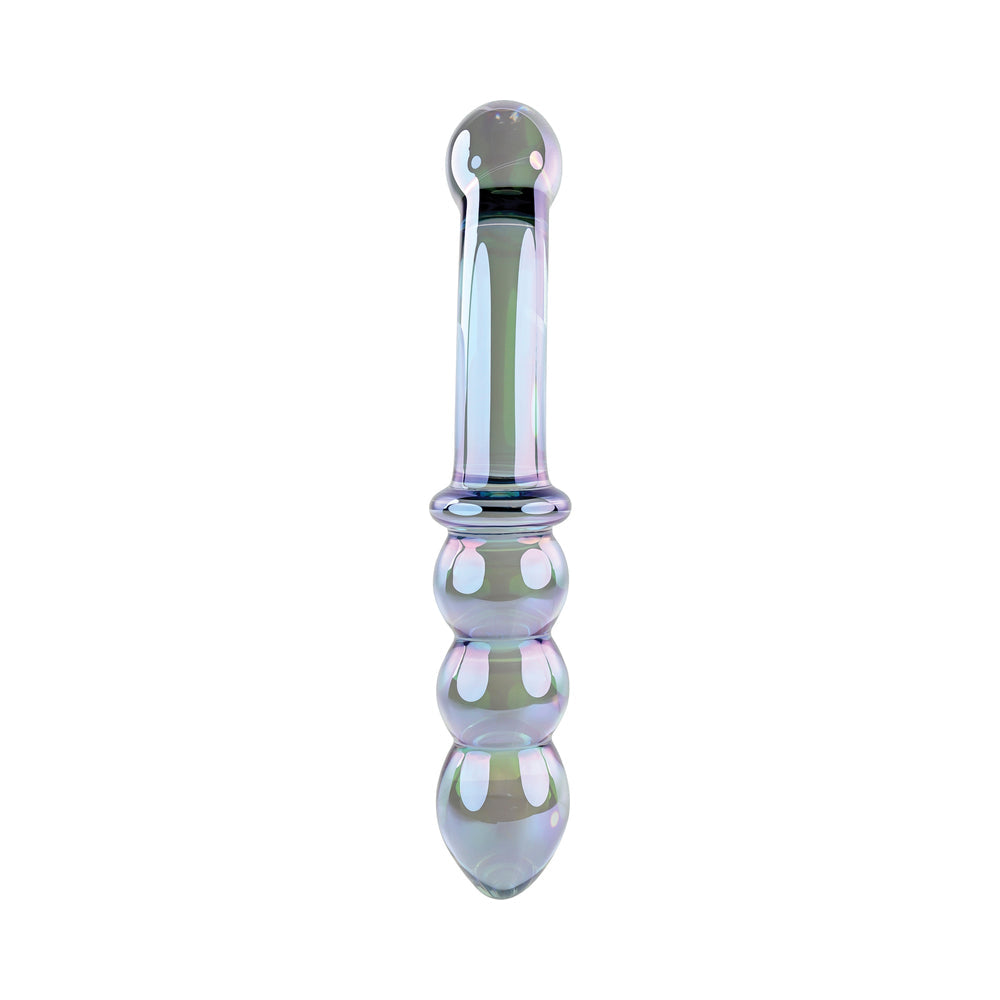 GENDER X LUSTROUS GALAXY WAND 7.3 IN. DUAL-ENDED GLASS DILDO MULTI-COLOR