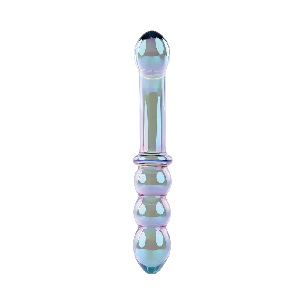 GENDER X LUSTROUS GALAXY WAND 7.3 IN. DUAL-ENDED GLASS DILDO MULTI-COLOR