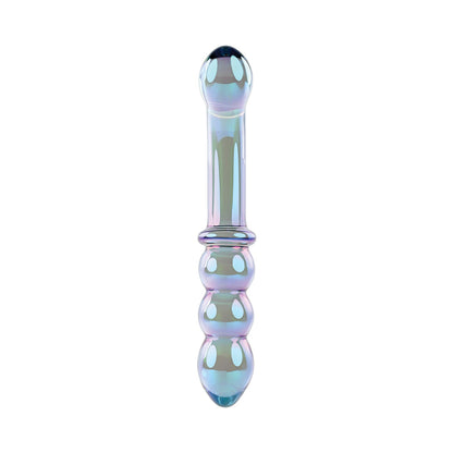 GENDER X LUSTROUS GALAXY WAND 7.3 IN. DUAL-ENDED GLASS DILDO MULTI-COLOR