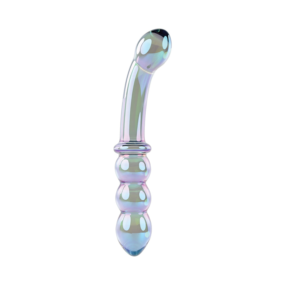 GENDER X LUSTROUS GALAXY WAND 7.3 IN. DUAL-ENDED GLASS DILDO MULTI-COLOR