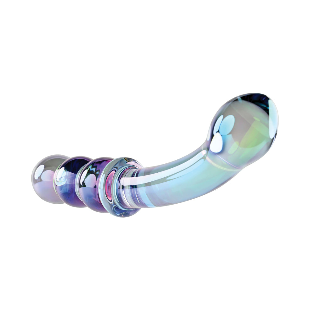 GENDER X LUSTROUS GALAXY WAND 7.3 IN. DUAL-ENDED GLASS DILDO MULTI-COLOR