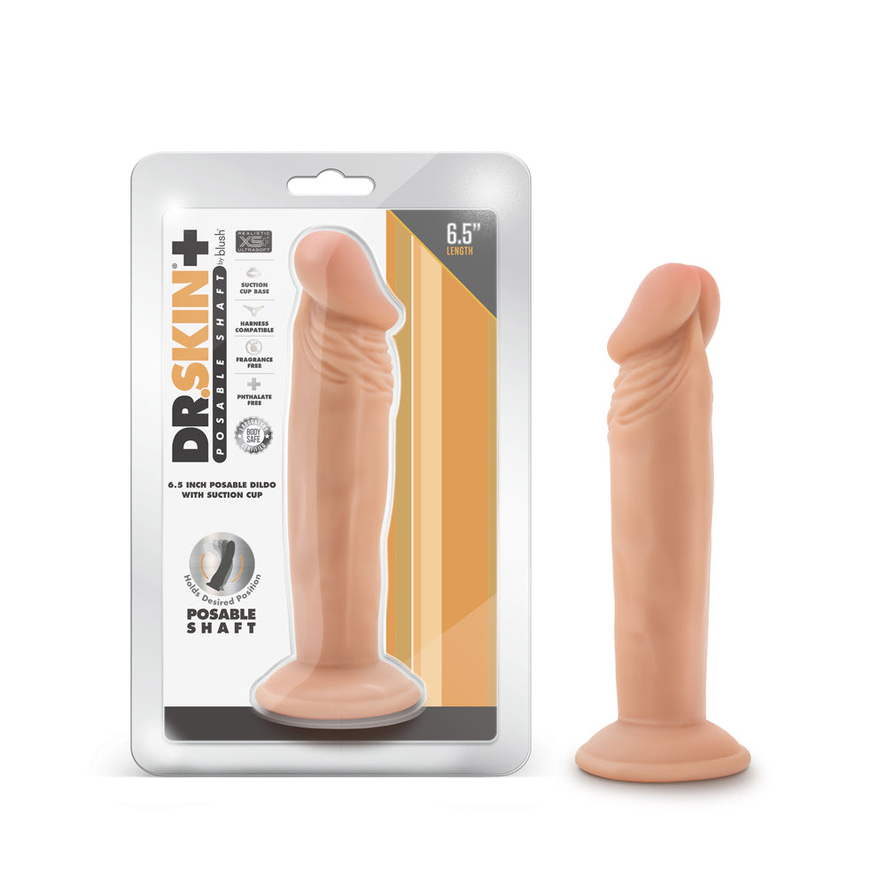 DR. SKIN PLUS REALISTIC 6 IN. TRIPLE DENSITY POSABLE DILDO BEIGE