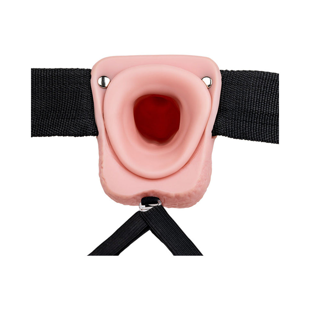 REALROCK REALISTIC 7 IN. HOLLOW STRAP-ON WITH BALLS BEIGE