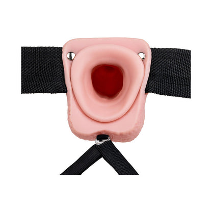 REALROCK REALISTIC 7 IN. HOLLOW STRAP-ON WITH BALLS BEIGE