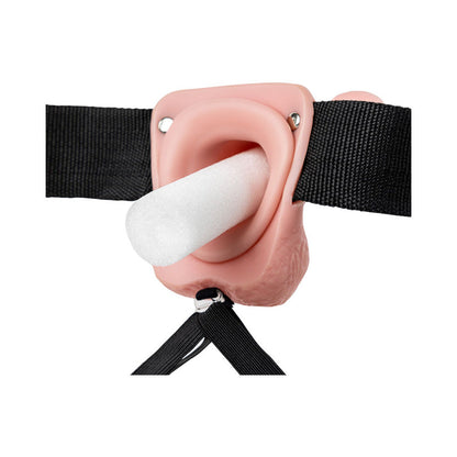 REALROCK REALISTIC 7 IN. HOLLOW STRAP-ON WITH BALLS BEIGE