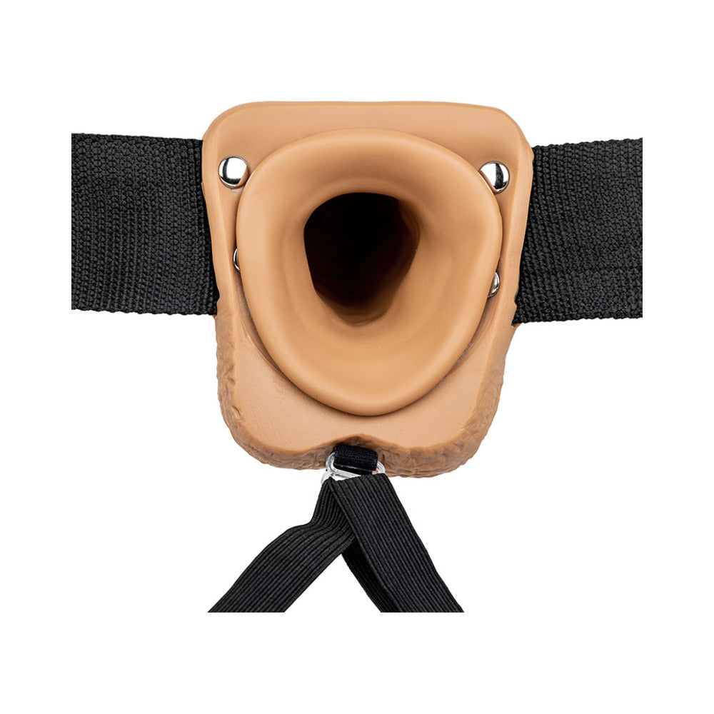 REALROCK REALISTIC 7 IN. HOLLOW STRAP-ON WITH BALLS TAN