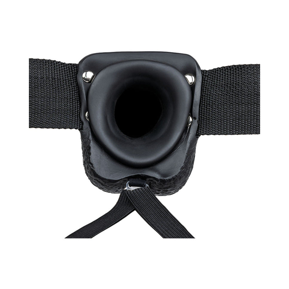 REALROCK REALISTIC 9 IN. VIBRATING HOLLOW STRAP-ON WITH BALLS BLACK