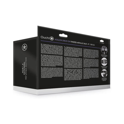 OUCH! TEXTURED CURVED 8 IN. HOLLOW STRAP-ON METALLIC BLUE