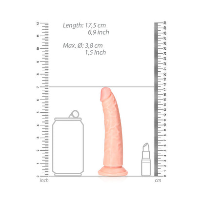 REALROCK REALISTIC 6 IN. SLIM DILDO WITH SUCTION CUP BEIGE