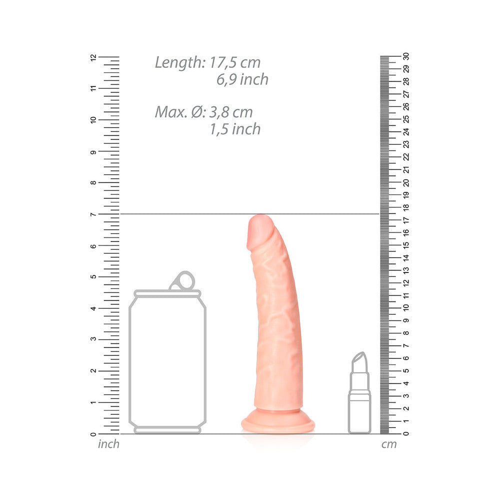 SHOTS - REALROCK REALISTIC 6 IN. SLIM DILDO WITH SUCTION CUP BEIGE