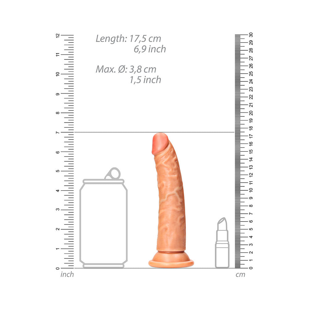 REALROCK REALISTIC 6 IN. SLIM DILDO WITH SUCTION CUP TAN