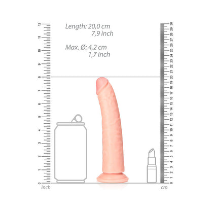 REALROCK REALISTIC 7 IN. SLIM DILDO WITH SUCTION CUP BEIGE