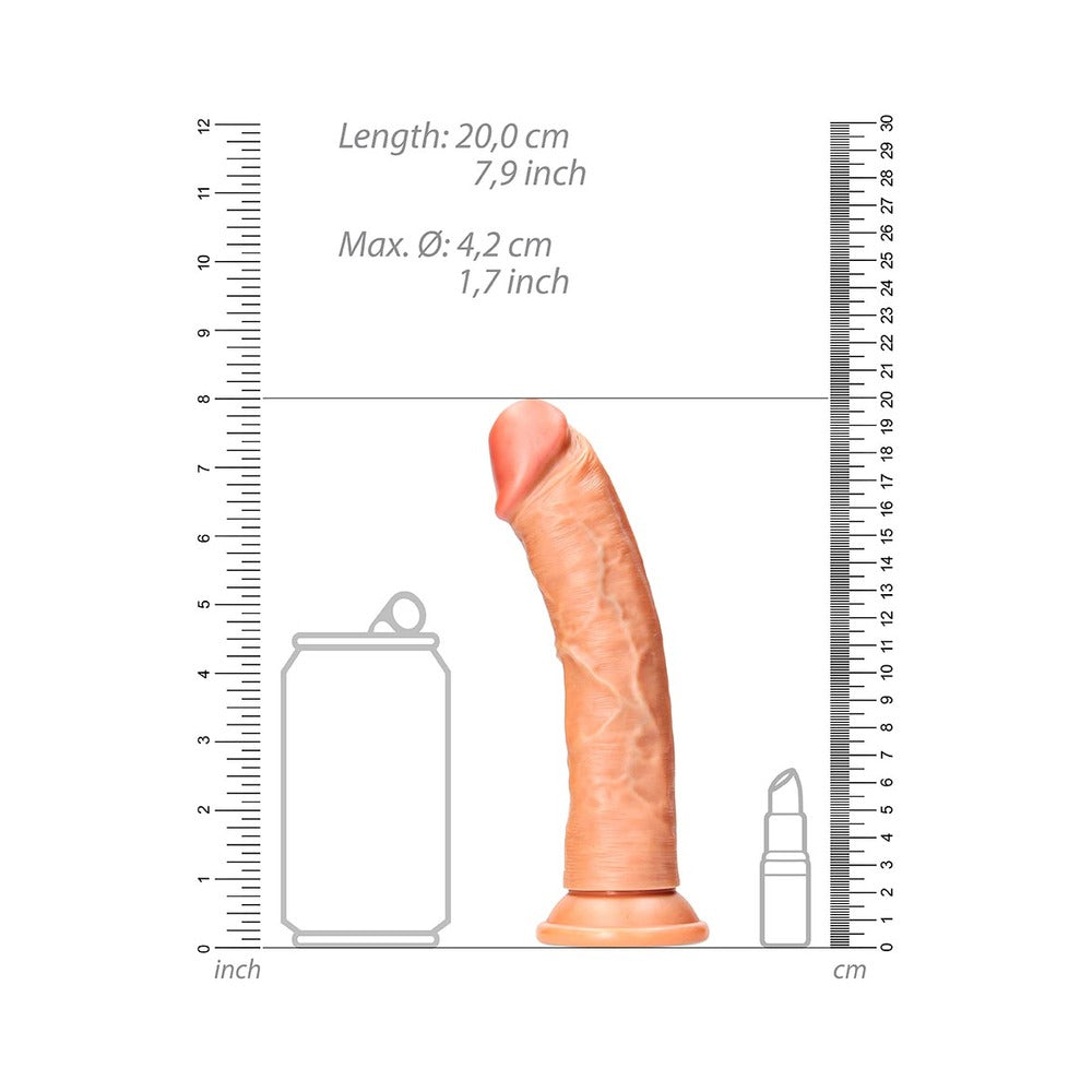 REALROCK REALISTIC 7 IN. CURVED DILDO WITH SUCTION CUP TAN