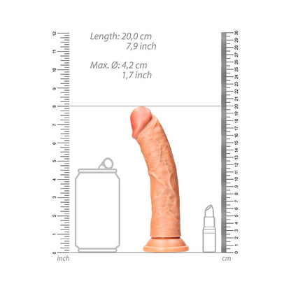 REALROCK REALISTIC 7 IN. CURVED DILDO WITH SUCTION CUP TAN
