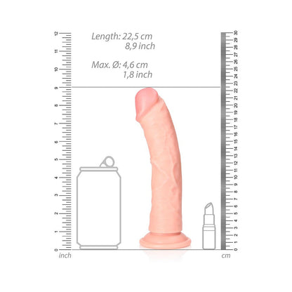 SHOTS - REALROCK REALISTIC 8 IN. CURVED DILDO WITH SUCTION CUP BEIGE