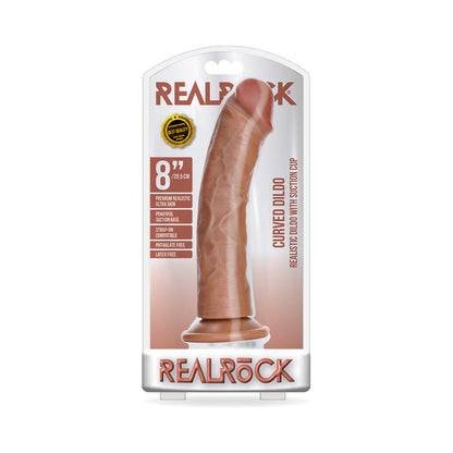 SHOTS - REALROCK REALISTIC 8 IN. CURVED DILDO WITH SUCTION CUP BEIGE