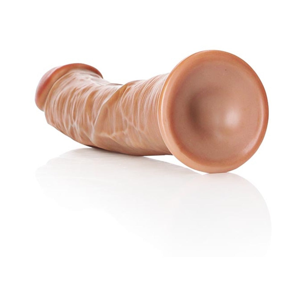 REALROCK REALISTIC 9 IN. CURVED DILDO WITH SUCTION CUP TAN