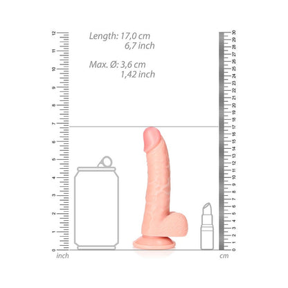 REALROCK REALISTIC 6 IN. CURVED DILDO WITH BALLS AND SUCTION CUP FLESH