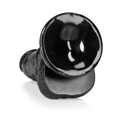 REALROCK REALISTIC 6 IN. CURVED DILDO WITH BALLS AND SUCTION CUP BLACK