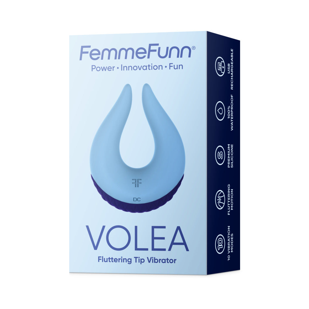 FEMMEFUNN VOLEA RECHARGEABLE SILICONE FLUTTERING TIP VIBRATOR LIGHT BLUE