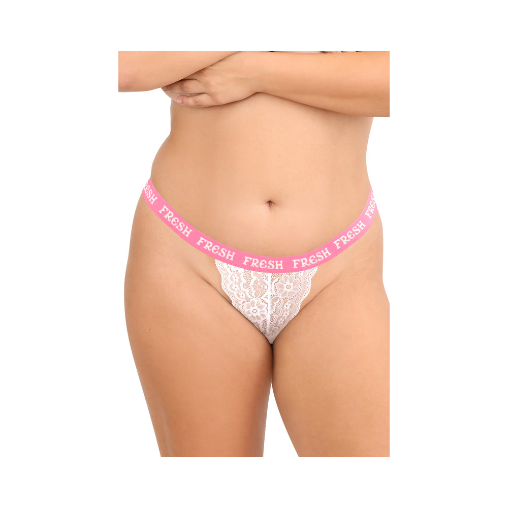 FANTASY LINGERIE VIBES TASTY VIBES PACK 3-PIECE LACE THONG PANTY SET BLUE/PINK/WHITE QUEEN SIZE