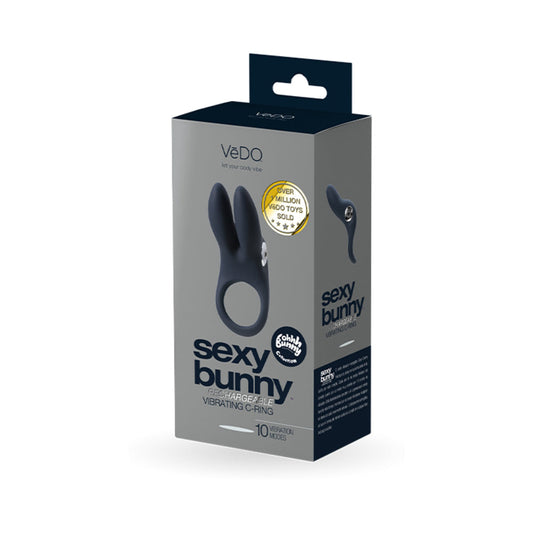 VEDO - SEXY BUNNY RECHARGEABLE VIBRATING C-RING BLACK PEARL