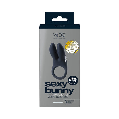 VEDO SEXY BUNNY RECHARGEABLE VIBRATING C-RING BLACK PEARL