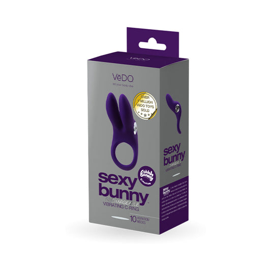 VEDO SEXY BUNNY RECHARGEABLE VIBRATING C-RING DEEP PURPLE