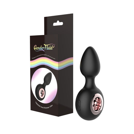 GENDER FLUID TREMOR RECHARGEABLE SILICONE ANAL RIMMER VIBRATING PLUG BLACK