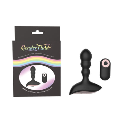 GENDER FLUID SHAKE RECHARGEABLE REMOTE-CONTROLLED SILICONE ANAL VIBRATOR BLACK