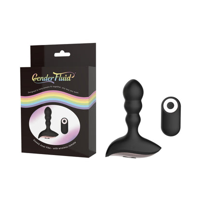 GENDER FLUID SHAKE RECHARGEABLE REMOTE-CONTROLLED SILICONE ANAL VIBRATOR BLACK