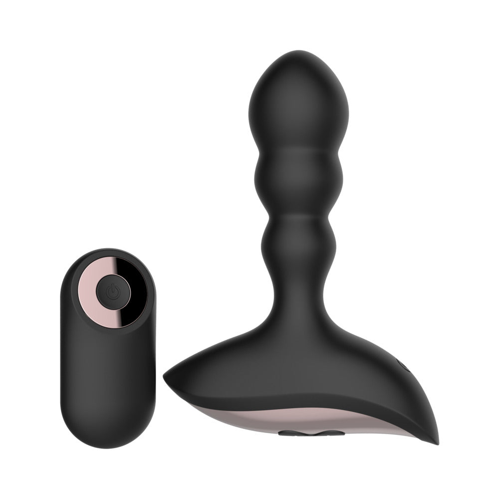 GENDER FLUID SHAKE RECHARGEABLE REMOTE-CONTROLLED SILICONE ANAL VIBRATOR BLACK