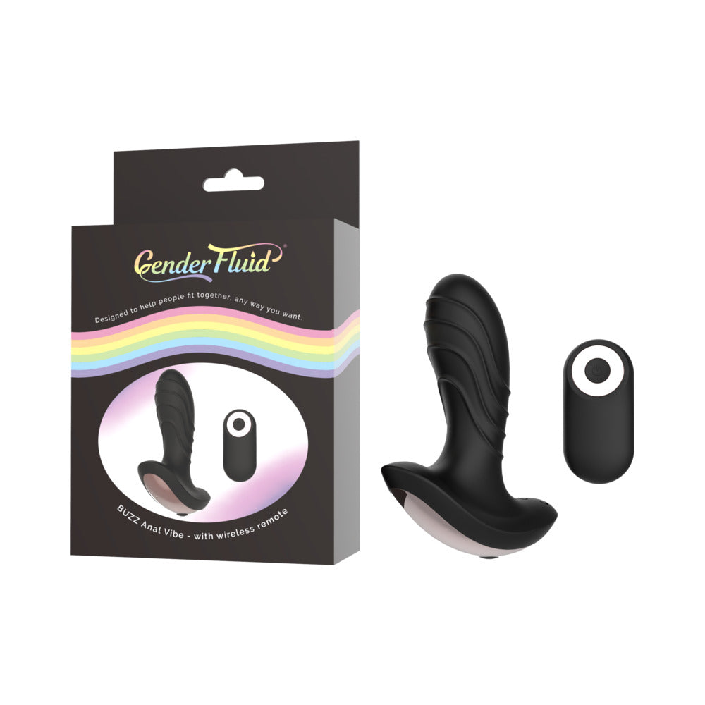 SHIBARI - GENDER FLUID BUZZ RECHARGEABLE REMOTE-CONTROLLED SILICONE ANAL VIBRATOR BLACK