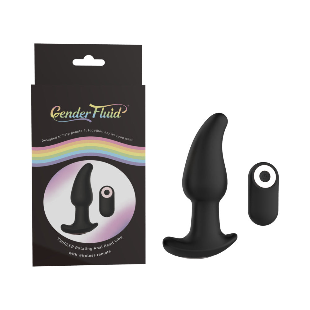 GENDER FLUID TWIRLER ANAL VIBE WITH REMOTE SILICONE BLACK