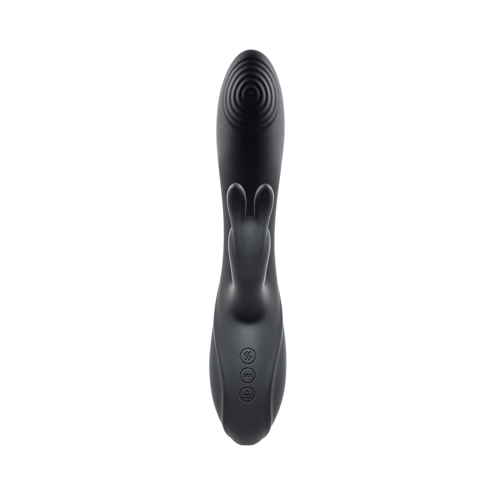 EVOLVED RABBIT HOLE 3-IN-1 RECHARGEABLE TRIPLE STIMULATION SILICONE SUCTION VIBRATOR BLACK