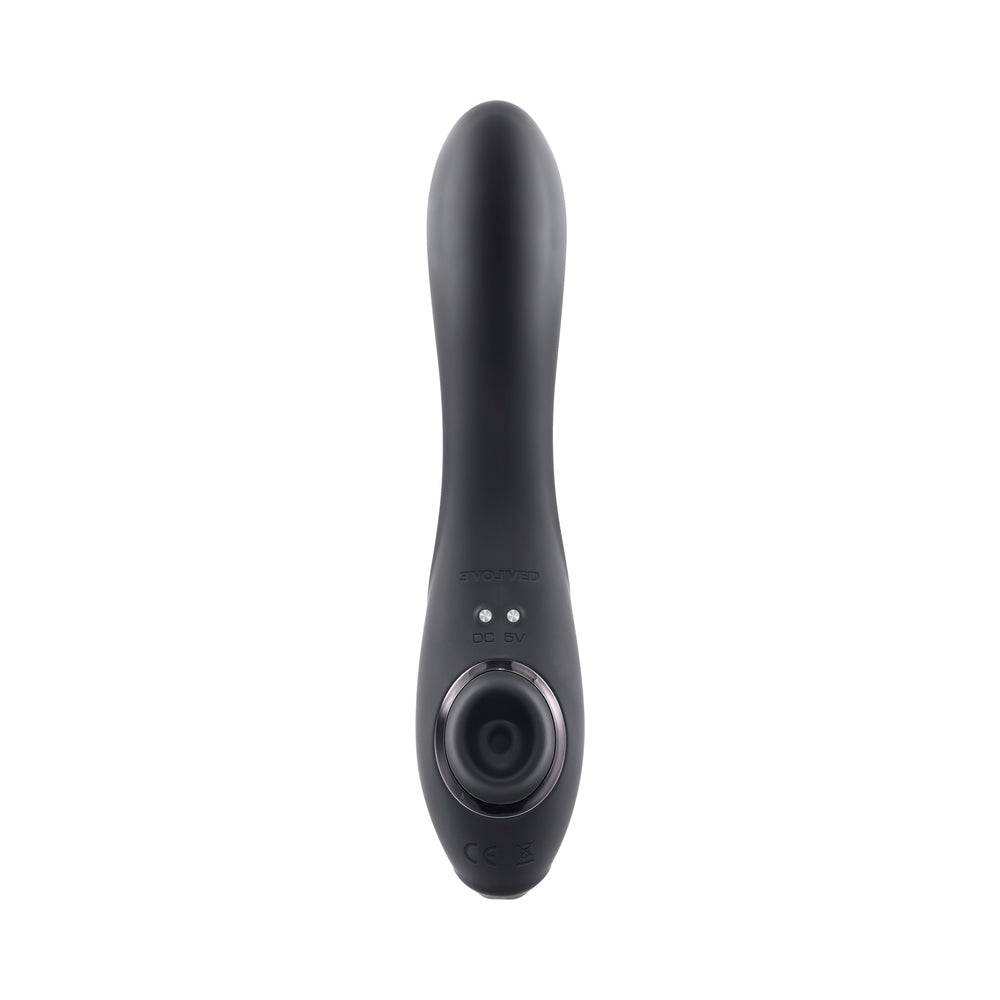 EVOLVED RABBIT HOLE 3-IN-1 RECHARGEABLE TRIPLE STIMULATION SILICONE SUCTION VIBRATOR BLACK